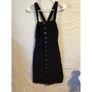 2181 Free People Corduroy Button Up Jumper w/Adjustable Straps Black Size 0